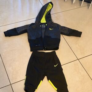 Nike Black and Neon Yellow Hoodie Set